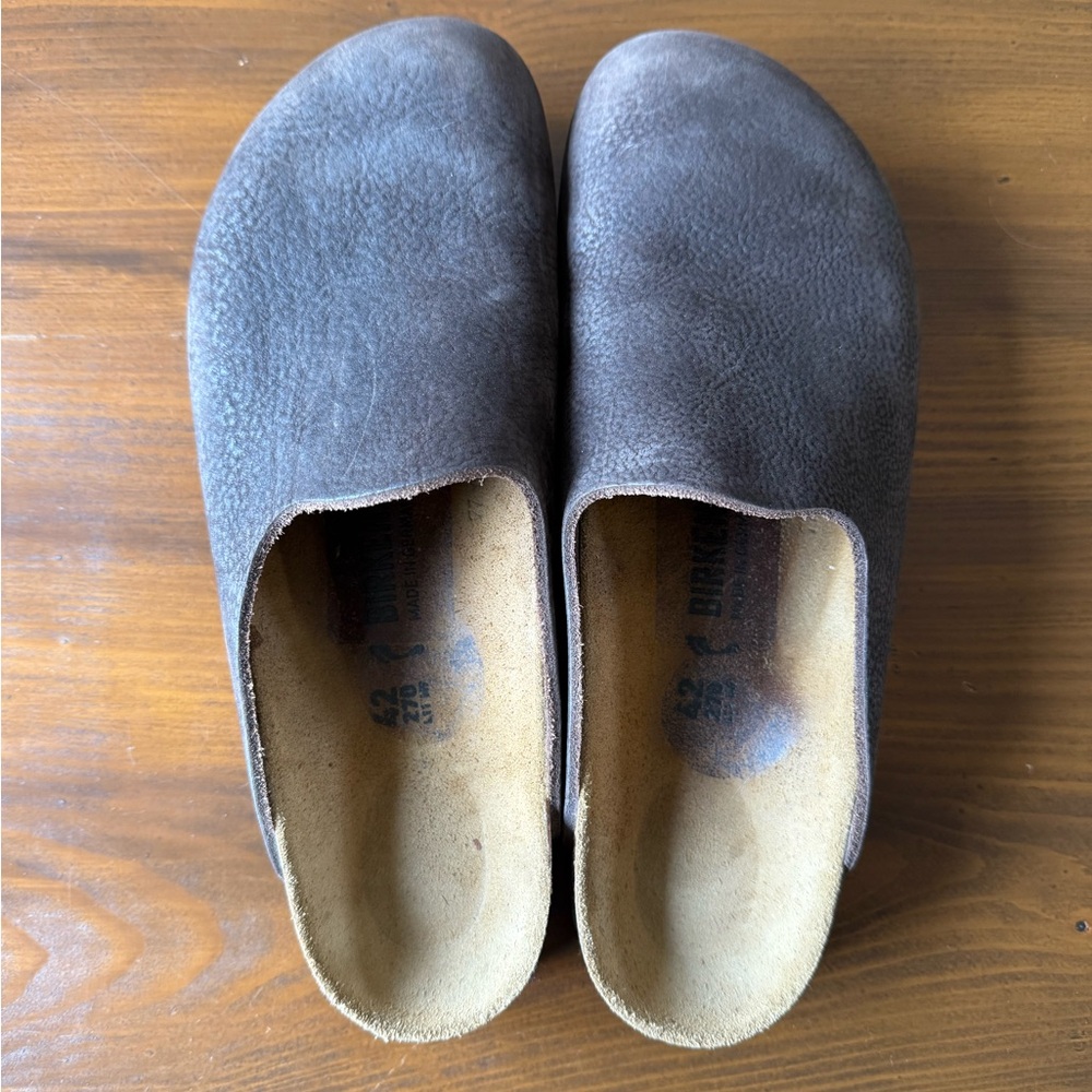 Birkenstock Amsterdam Brown Leather Clogs 42 Narrow